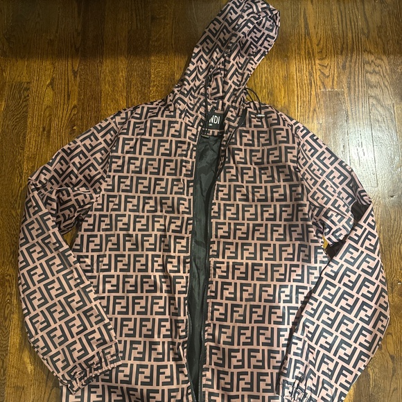 Fendi Style Windbreaker Jacket with Hood - Picture 2 of 7